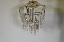 A three tier lustre drop chandelier, AF loose lustres