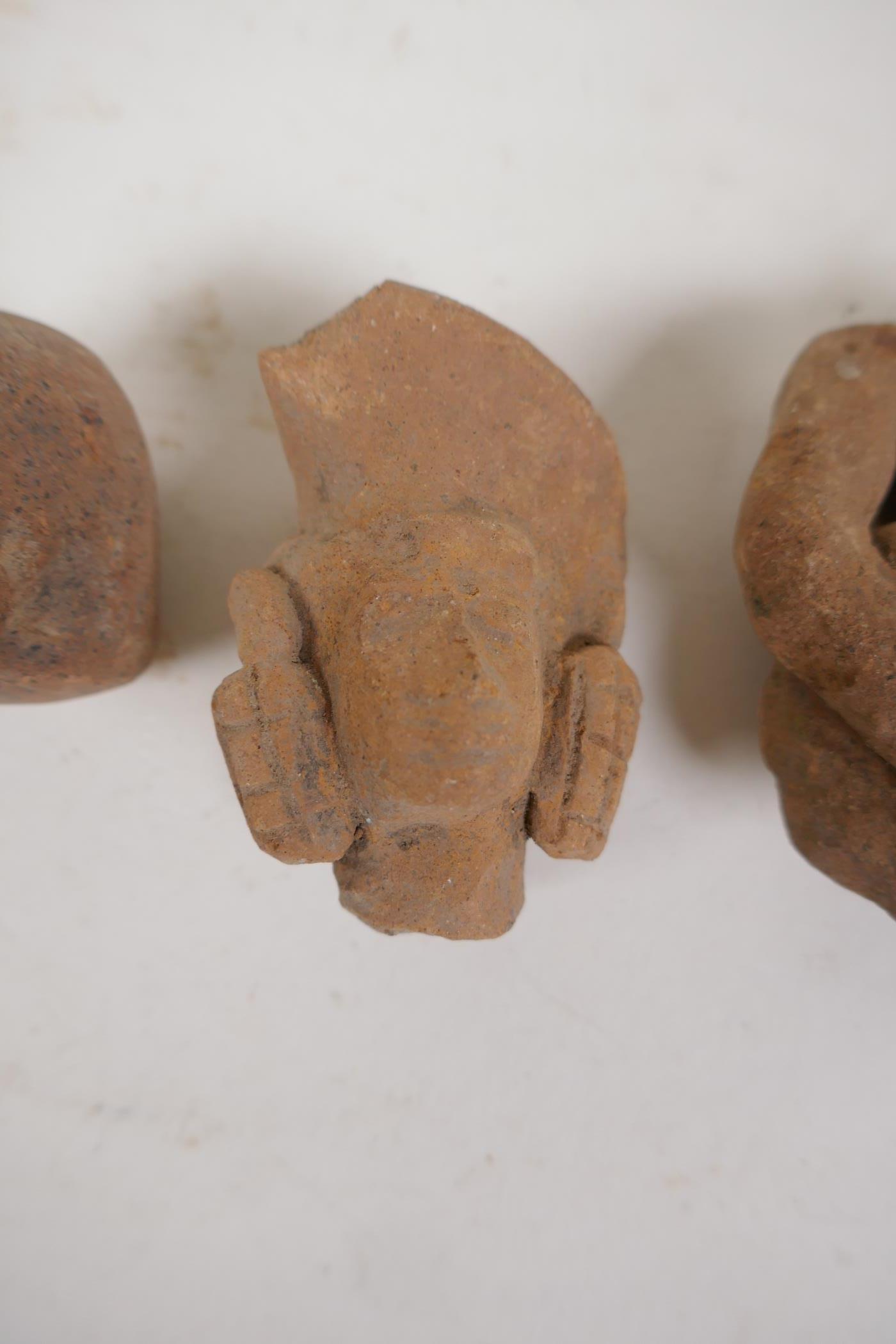 Four antique Indian terracotta busts, 3" - Image 7 of 8