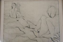 Pauline Harding, etching of a nude study, 'Reflections', signed in pencil, 12" x 9½"