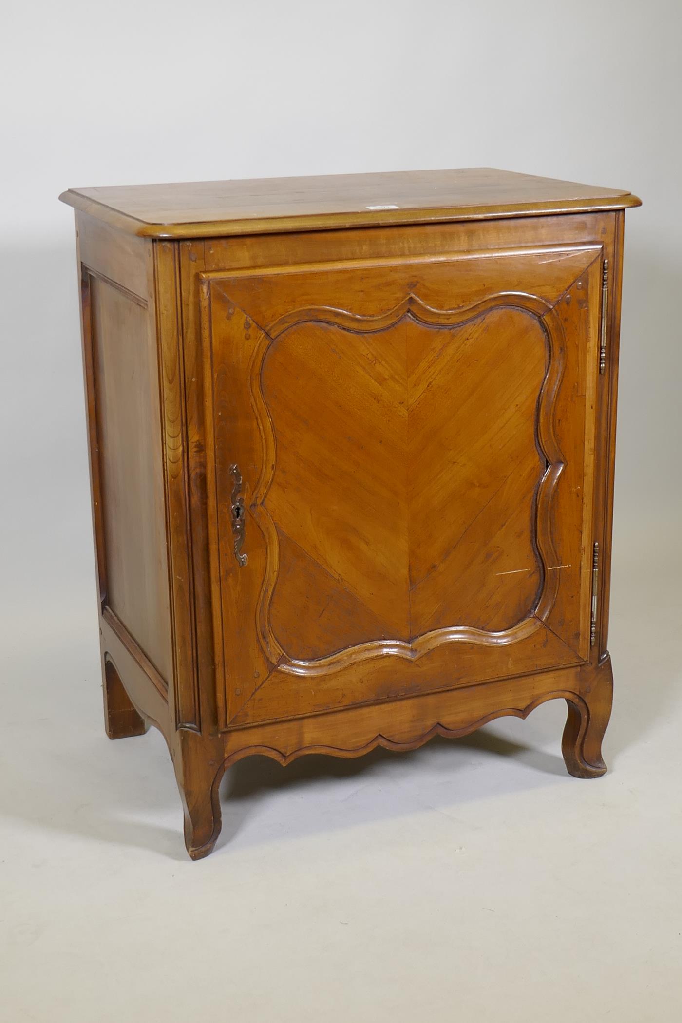 A C19th French side cabinet, with single door opening to reveal a shelf and two drawers, raised on - Image 2 of 4