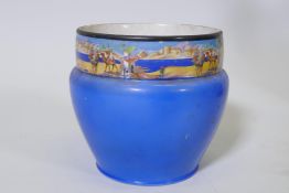 A vintage Staffordshire planter, the rim decorated with a frieze depicting Arabian scenes, 7" high