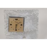 A C20th Daum glass mantel clock, 8" square