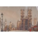 Edward King, colour engraving of Westminster Abbey with blind stamps, 15" x 11½"