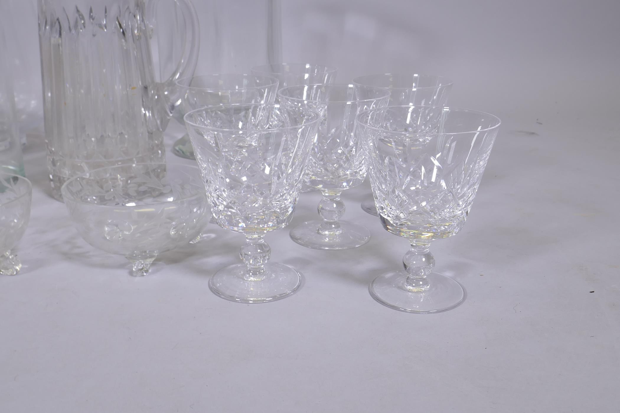 A quantity of glass vases, water jug and crystal drinking glasses - Image 2 of 3