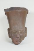 An Egyptian granite bust of a pharaoh, 10" high