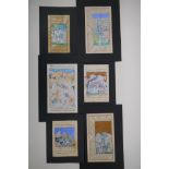 Indian School, six unframed book plates with text, warriors on horse back and other other scenes,