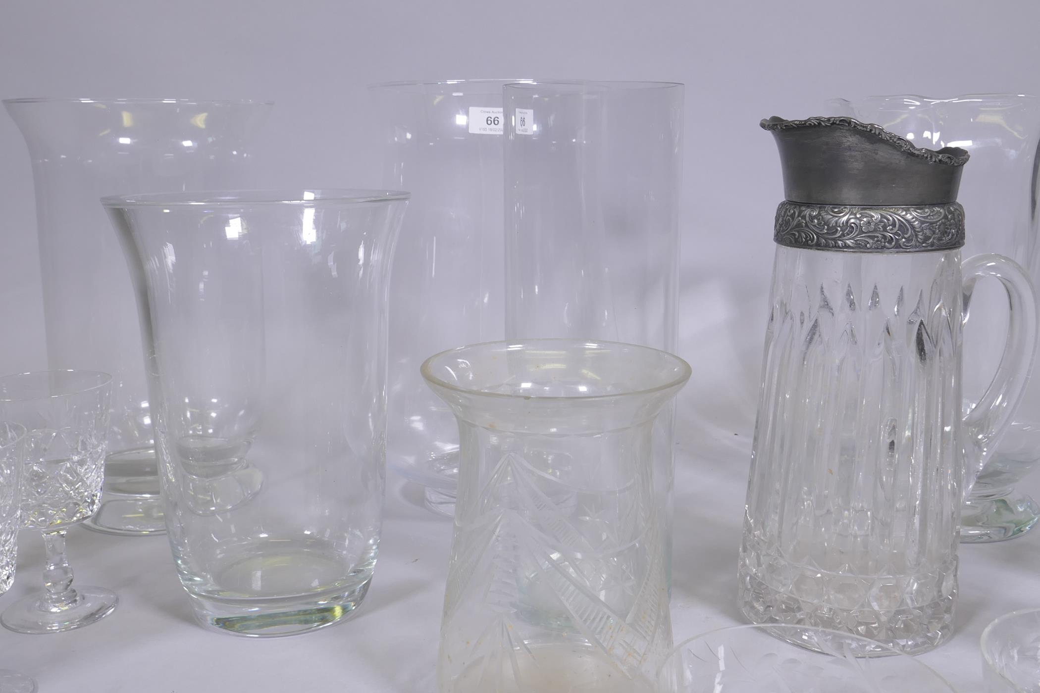 A quantity of glass vases, water jug and crystal drinking glasses - Image 3 of 3