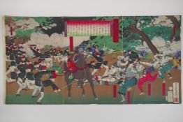 Adachi Ginko, (Japanese, 1853-?), Kagoshima Newspaper - Battle of Yamagaguchi, Meiji Ukiyo-e