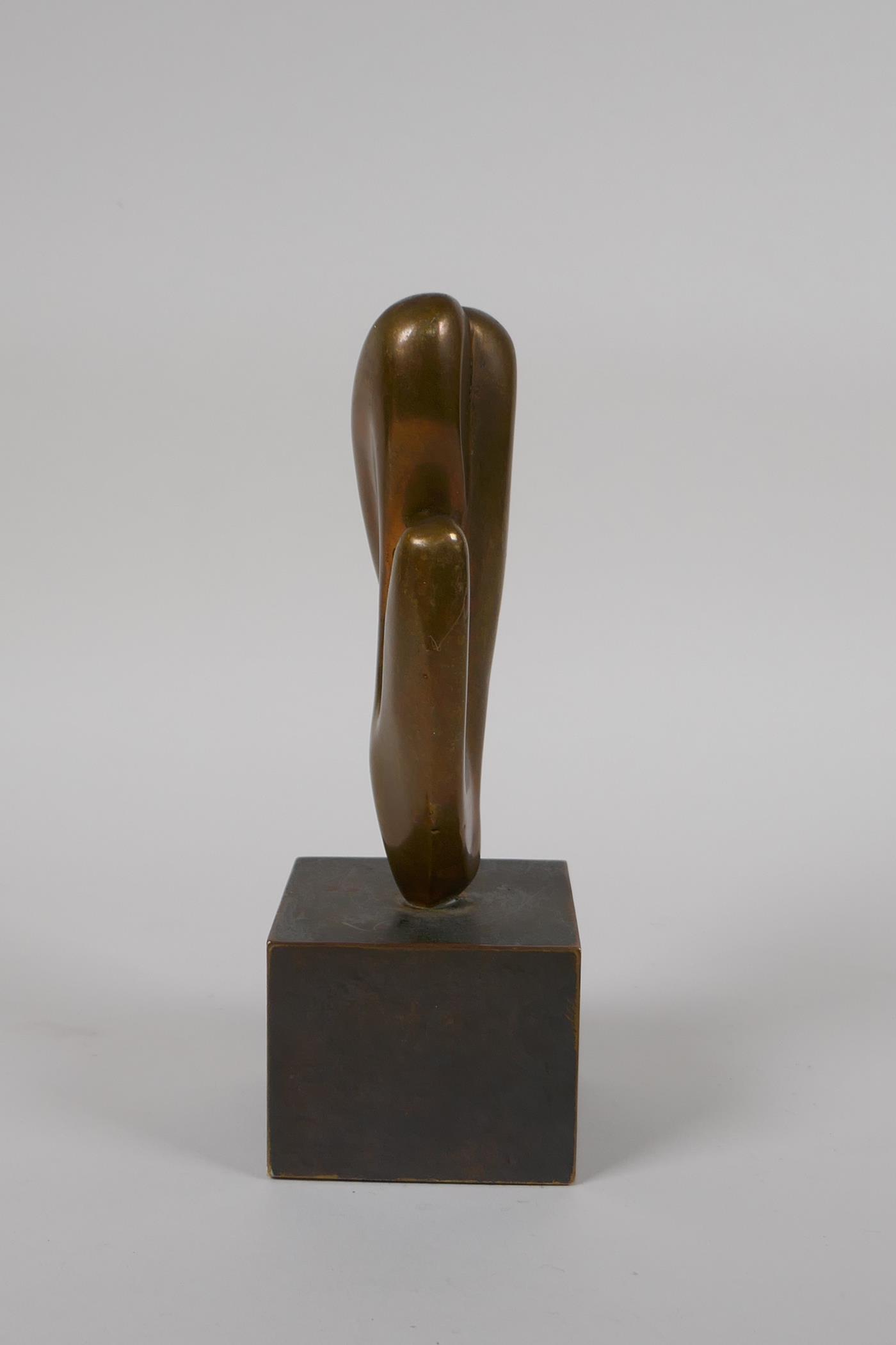 An abstract bronze sculpture, purportedly gifted by Barbara Hepworth to her supplier, 7" high - Image 3 of 7