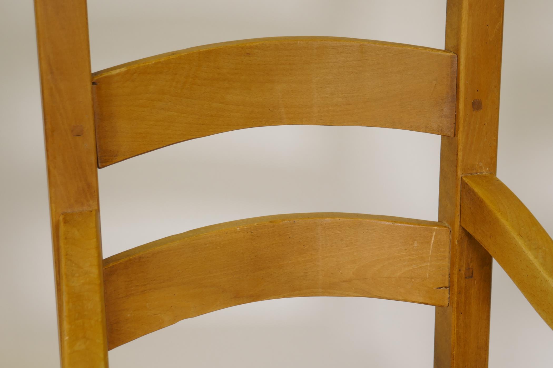 A beech wood ladderback rocking chair with rush seat - Image 2 of 4