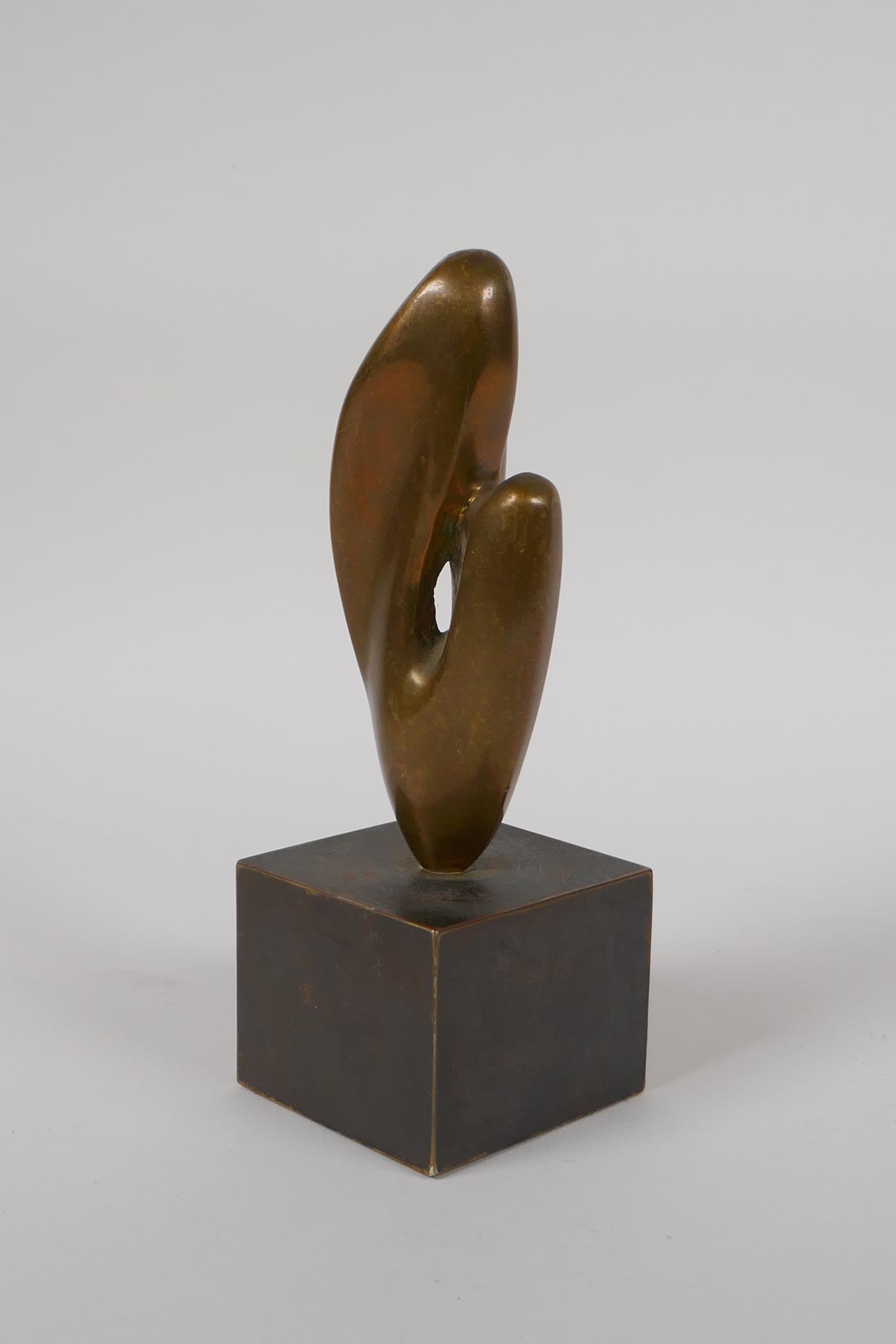 An abstract bronze sculpture, purportedly gifted by Barbara Hepworth to her supplier, 7" high - Image 4 of 7