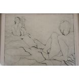 Pauline Harding, etching of a nude study, 'Reflections', signed in pencil, 12" x 9½"