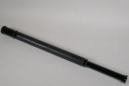 A Victorian single draw leather bound telescope, 24" opened