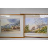 Douglas Baldwin, two scenes from Boxhill, signed, watercolours, 20" x 14"