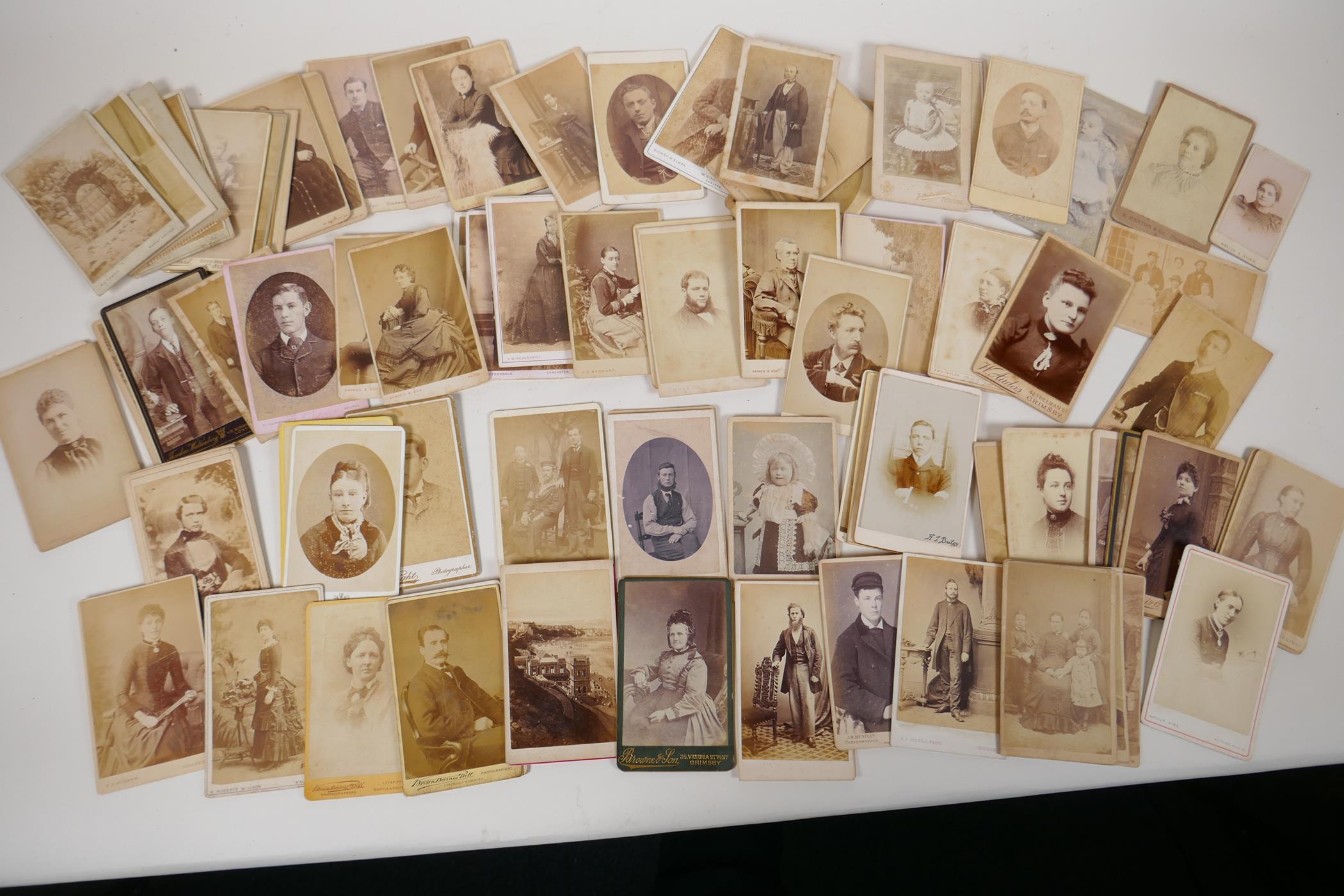 A quantity of Victorian portrait photographs and cartes des visites, approximately 90, 4" x 2½" - Image 2 of 5