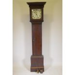 Early C19th 30 hour long case clock, the painted dial with Roman numerals and date aperture,