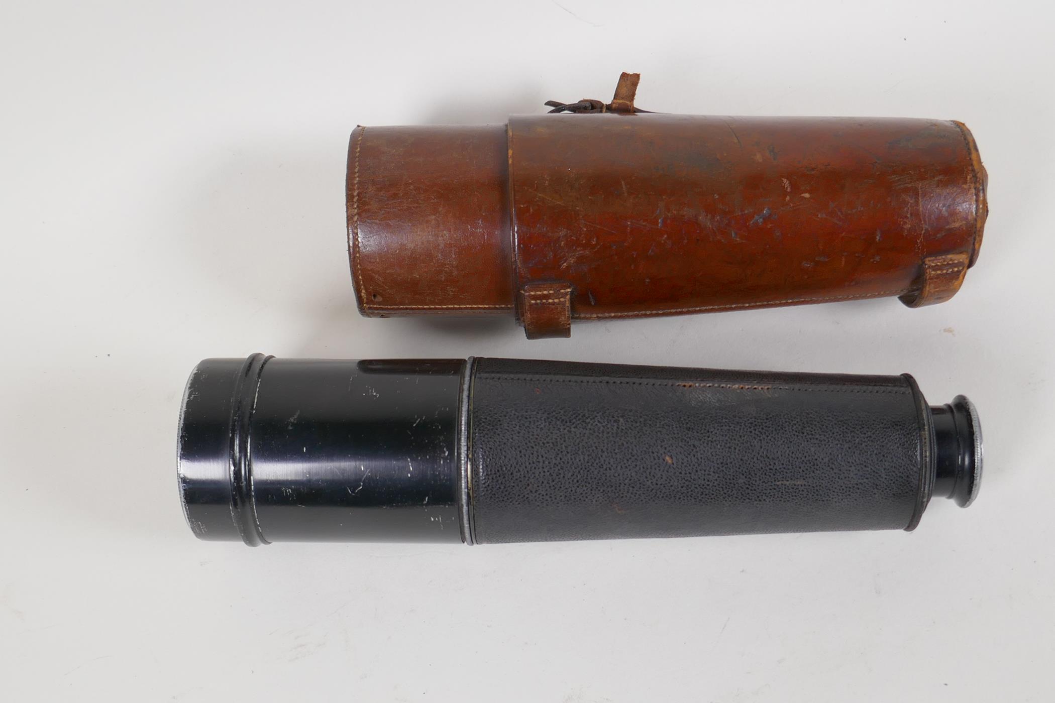 A C19th three draw telescope by Ross of London, 31½" opened - Image 3 of 3