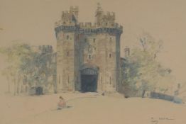 R. Eadie, 1949, Lancaster Castle, pencil and watercolour, 13½" x 10½"