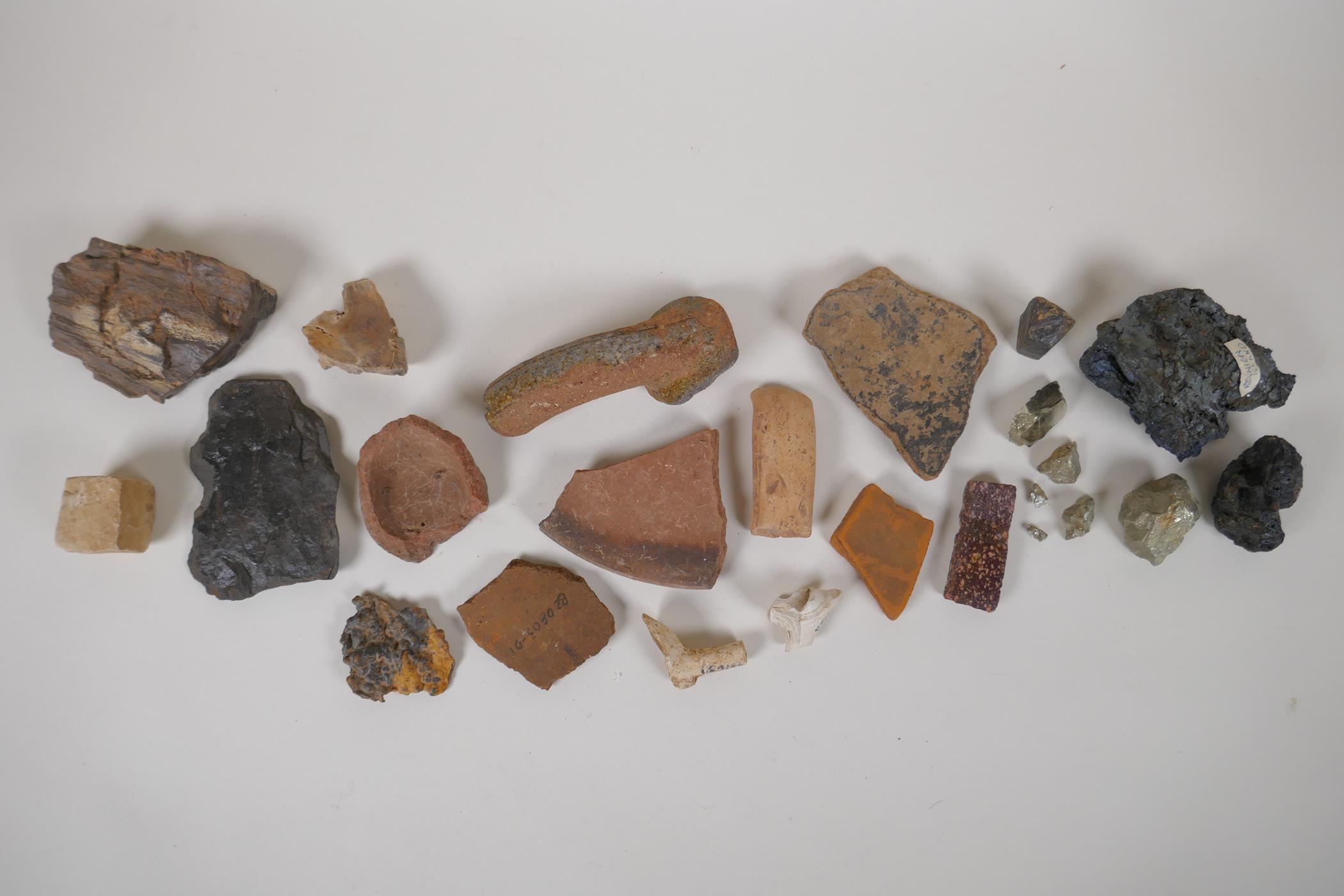 A quantity of Geological samples and archaeological finds