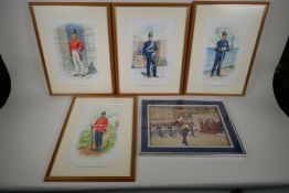 Chas C. Stadden, four full length portraits of marines in dress uniform, watercolours, and a print