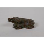 A Japanese style bronze okimono water buffalo, 2½" long