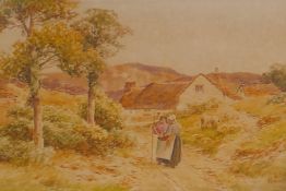H. English, 1908, Near Malvern, figure on a rural road, 17½" x 11½"