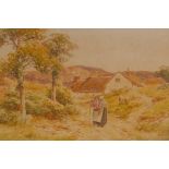 H. English, 1908, Near Malvern, figure on a rural road, 17½" x 11½"