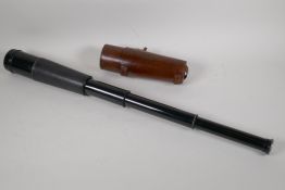 A C19th three draw telescope by Ross of London, 31½" opened