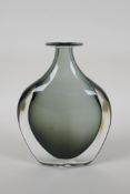 A contemporary studio glass 'axe head' vase, 7½" high