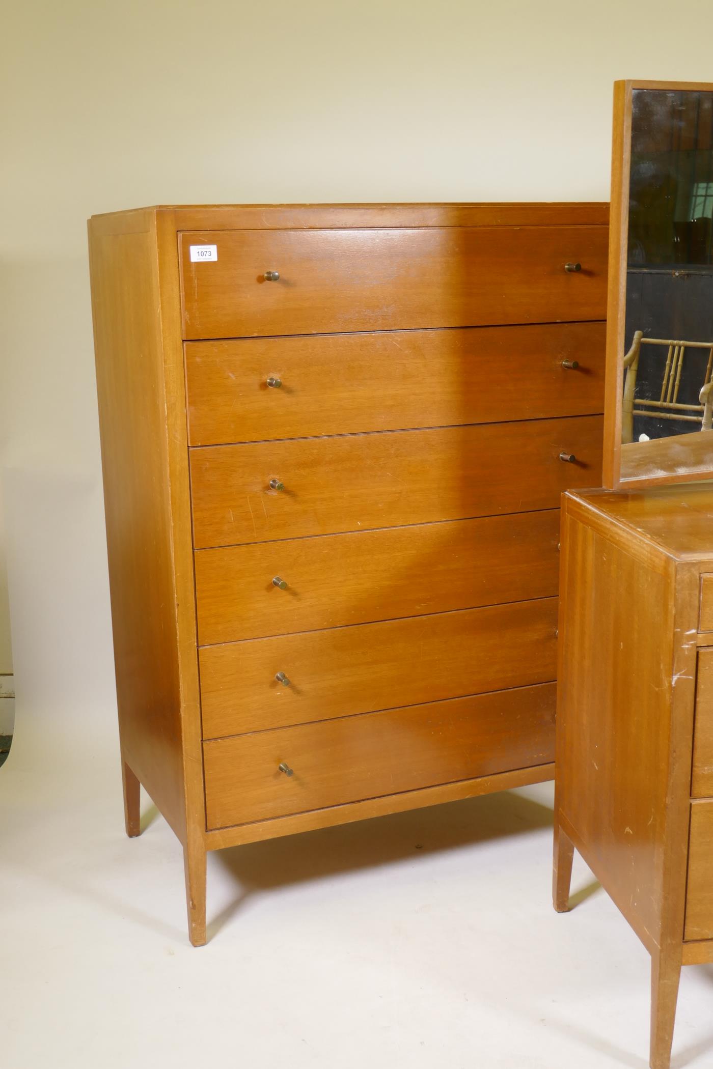A mid century Loughborough for Heals tall chest of six drawers and a matching dressing table, - Image 2 of 6