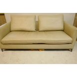 A Camerich grey leather designer sofa bed, 78" wide