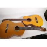 A vintage Japanese made Kimbara Spanish guitar made for F.C.N. England, model 176/F, 39" long, and a