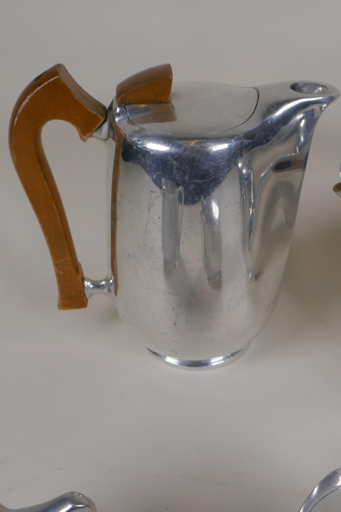 A four piece Picquot ware tea set, teapot 5½" high - Image 3 of 4