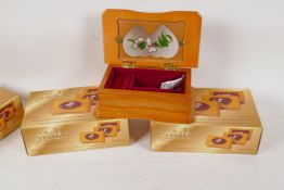 Three new jewellery boxes, 7" x 4½" x 2½"