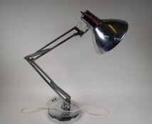 A vintage chrome plated Naska Loris angle poise desk lamp, 28" high