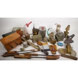 A quantity of miscellaneous tools, collectors tins, photographic equipment etc