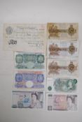 A collection of C20th UK bank notes and Bank of England Promissory Notes including a 1951 Bank of