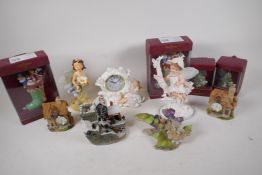 Four Villeroy and Boch ceramic Christmas ornaments together with various model building and fairy