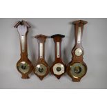 Four new Woodford barometers with thermometers, one with humidity gauge, 20" long