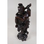 A Japanese Meiji period root carving of a fisherman, 15½" high