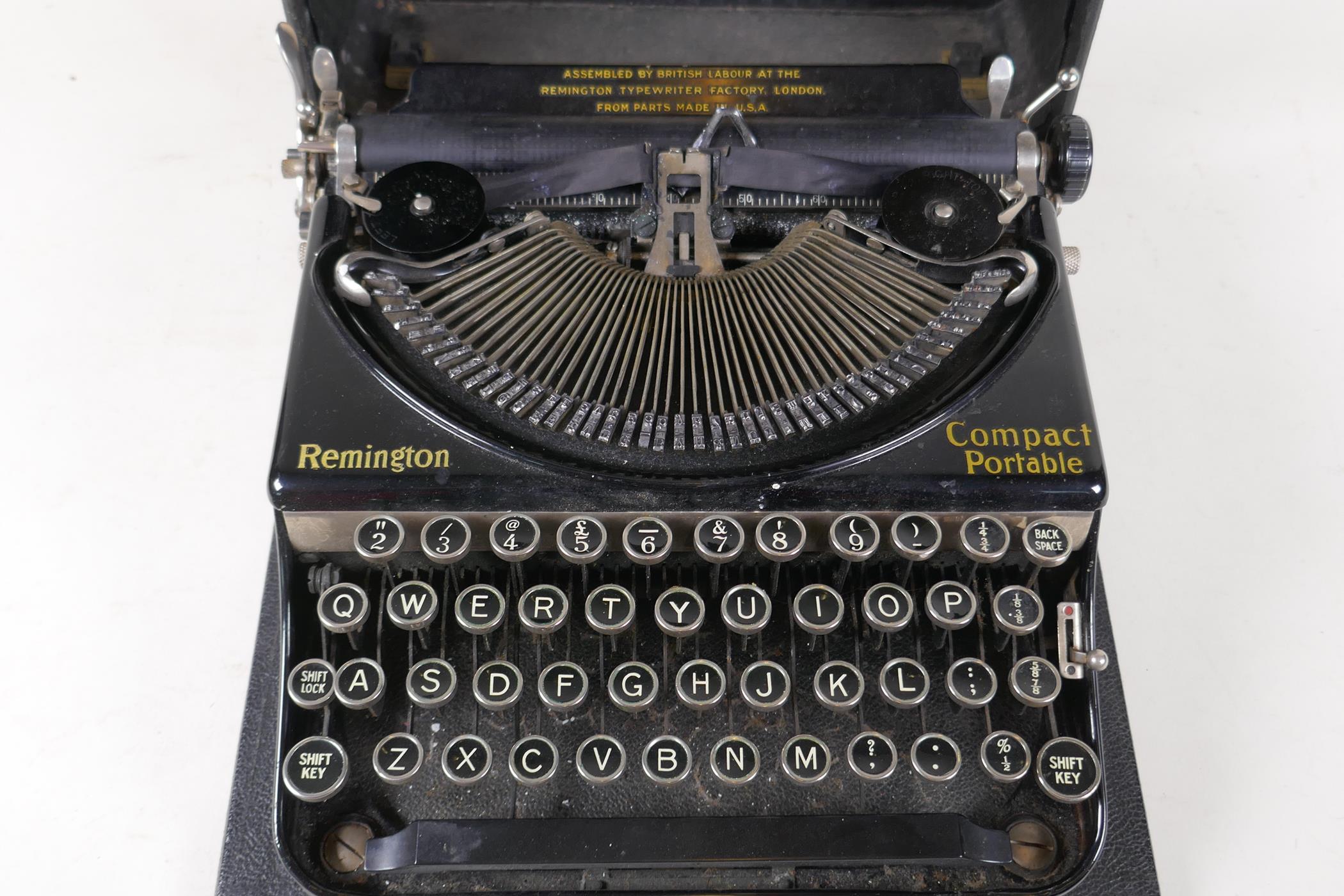 A vintage Remington Compact portable typewriter (assembled in the UK), 11½" wide