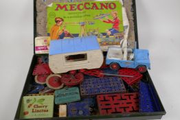 Vintage Meccano No 4A construction kt with instruction manual, and a Triang tinplate Land Rover