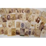 A quantity of Victorian portrait photographs and cartes des visites, approximately 90, 4" x 2½"