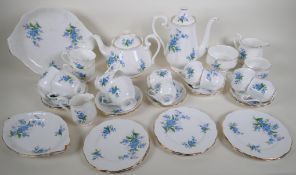 A vintage Royal Albert 'Forget Me Not' pattern tea and coffee service (two tea saucers missing)