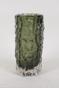 A Whitefriars smoked glass vase, 7" high