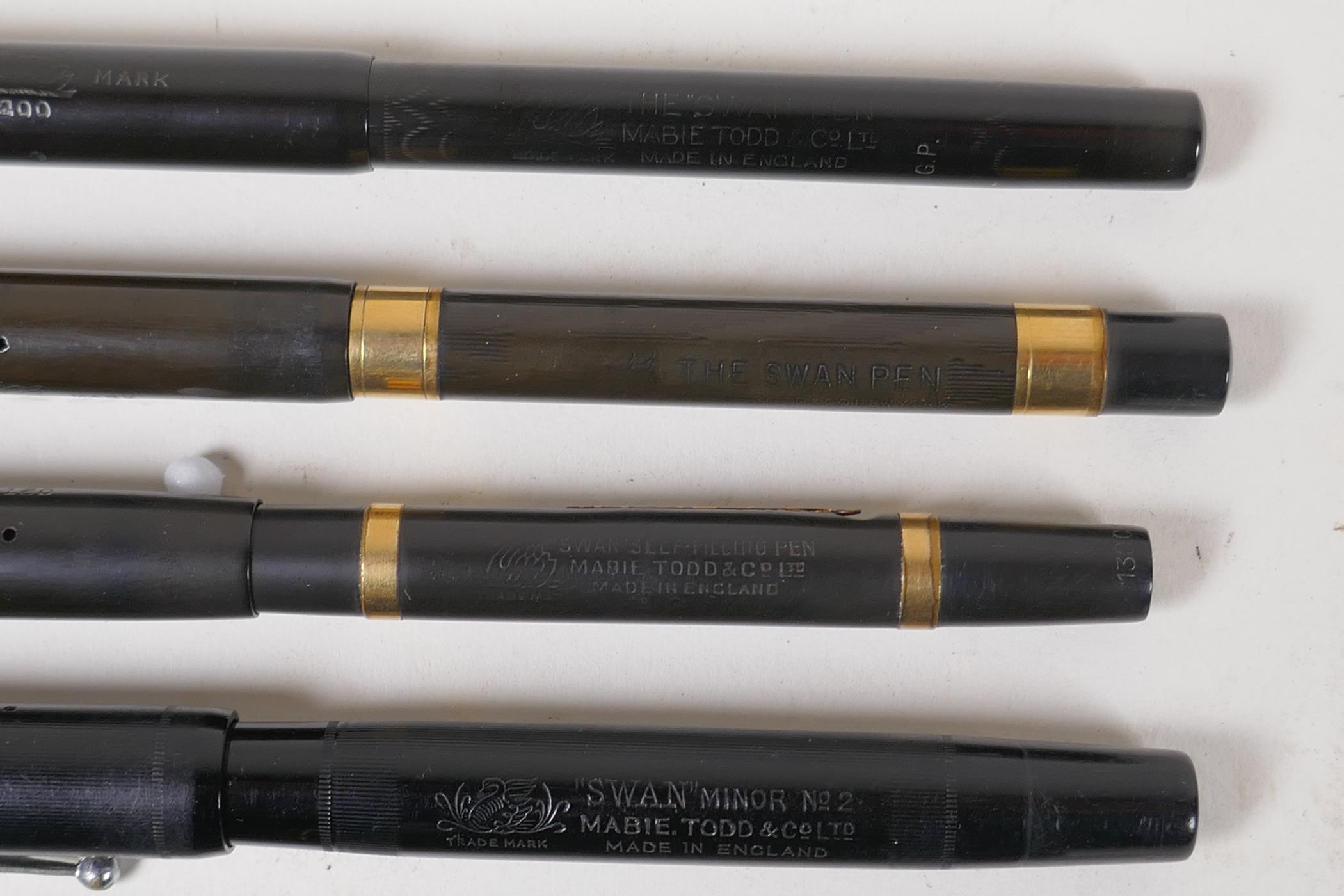 A collection of assorted fountain pens including two Mabie Todd Swan Pens, a Mabie Todd Swan Self - Image 2 of 9