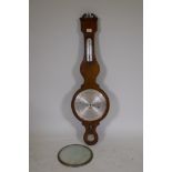 A Regency mahogany banjo barometer, inscribed J. Somalvico 41 Kirby St, Hatton Garden, AF, 43" high