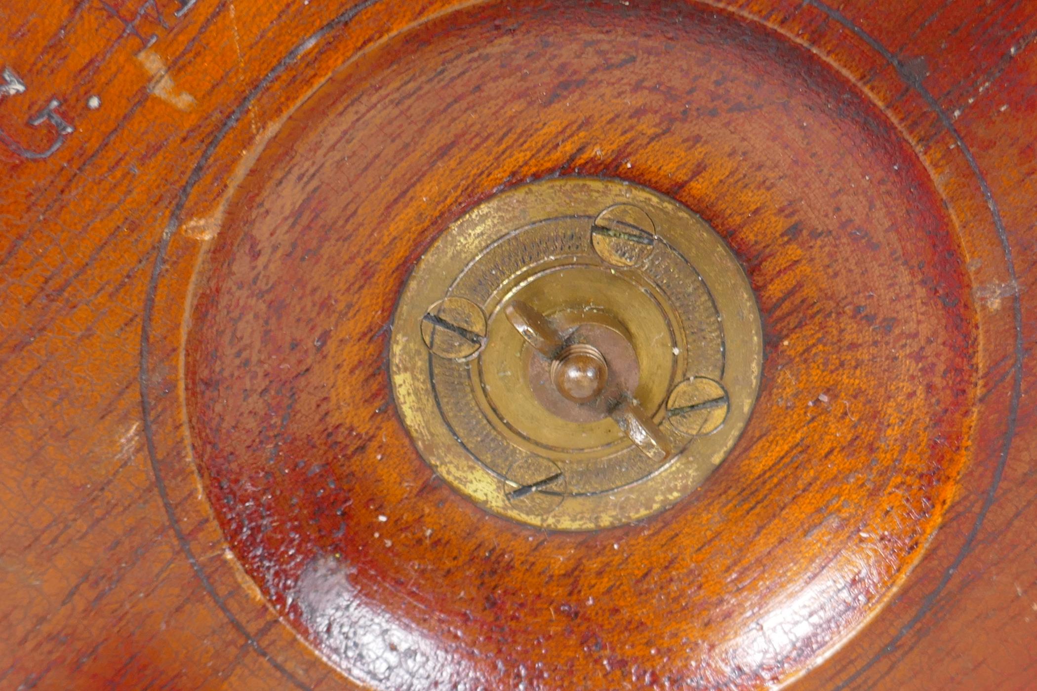 A vintage mahogany and brass Starback fishing reel, 7" diameter - Image 2 of 4