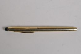 A 10ct gold plated Cross fountain pen with a 14ct gold nib