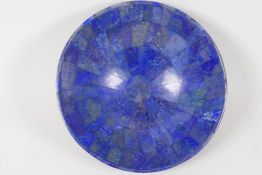 A segmented lapis lazuli bowl, 8½" diameter